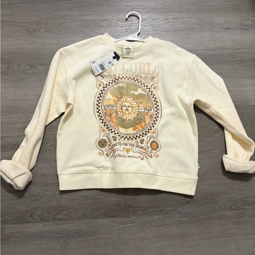 New With Tags Rip Curl Cream Graphic Sweatshirt